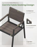 Outdoor Patio Dining Chairs Set of 2, 350LBS Capacity Aluminum Patio Dining - Image 3