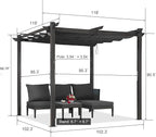 PURPLE LEAF 10' x 10' Aluminum Outdoor Pergola Wind-Resistant Retractable - Image 8