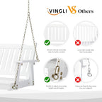 VINGLI Upgraded Heavy Duty 880 LBS 4 FT Patio Wooden Porch Swing Solid Fir Wood - Image 2