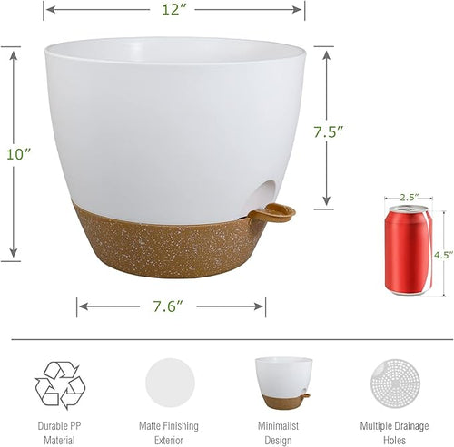 12inch 2Pack Large Self Watering Planters, Plastic Plant Pots - Image 2
