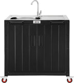 Outdoor Kitchen Island with Stainless Steel Sink and Storage Cabinet, 35-Inch by Idealforcook