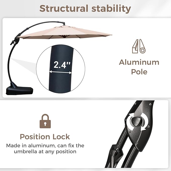 Grand patio 12FT Offset Umbrella Outdoor Round Aluminum Cantilever Umbrella - Image 5