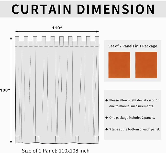 Easy-Going Outdoor Patio Curtains Detachable Tab Top Windproof Weatherproof - Image 6