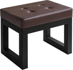 IBUYKE 16 Inch Small Foot Stool Ottoman, Rectangle PU Faux Leather Foot Rest by IBUYKE