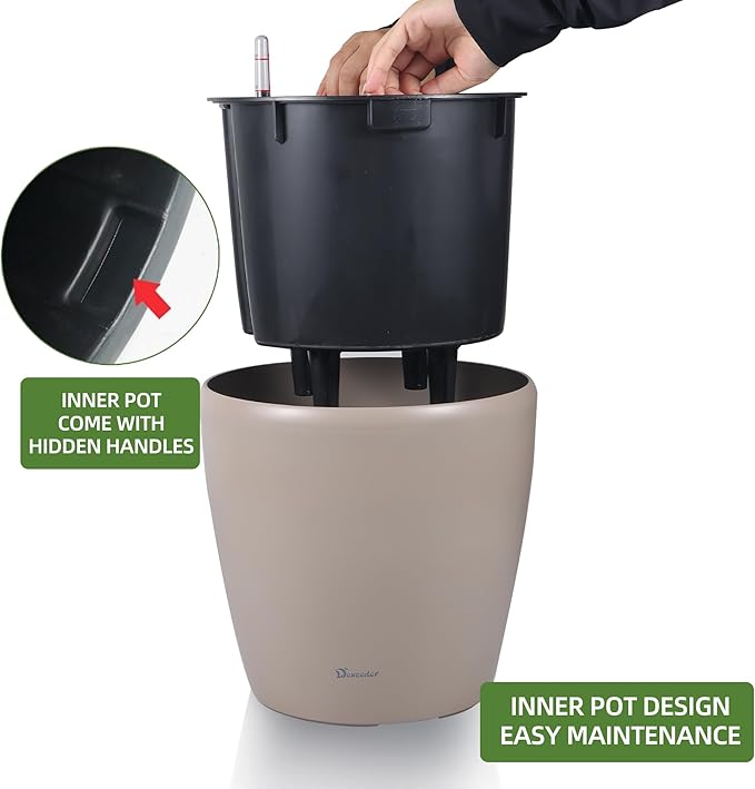 Dexceder 11x10 Inches Self Watering Planter Indoor Outdoor, Inner Pot Design - Image 4