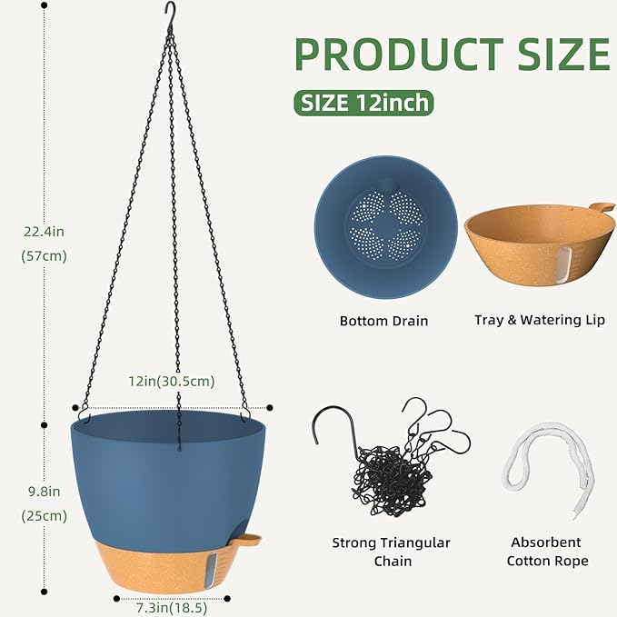ZMTECH 12 Inch Hanging Planters - Image 4