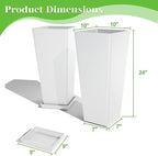FENCY Set of 2 Tall Planters for Outdoor Plants, 24 Inch Large Tapered Pots - Image 3