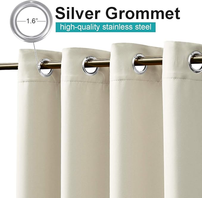 NICETOWN Outdoor Curtain for Patio Waterproof 108" Long, Triple Weave Stainless - Image 2