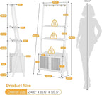 4-Tier Ladder Shelf with Drawers 59.5"H x 24.8"L x 10.6"W, Ladder Bookshelf - Image 3