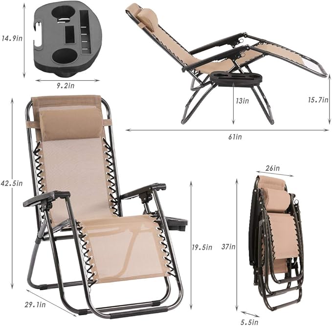 Set of 2 Zero Gravity Chairs Lounge Chair - Image 3
