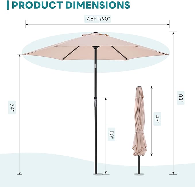OLIXIS 7.5ft Patio Umbrella - Image 5