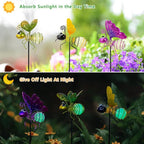 Garden Decor for Outside, Glow in The Dark Bee Lights Metal Yard Art, - Image 4