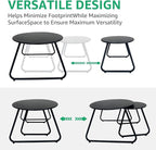 Patio Outdoor Coffee Table Set of 2, Weather Resistant Steel Round End Tables - Image 5