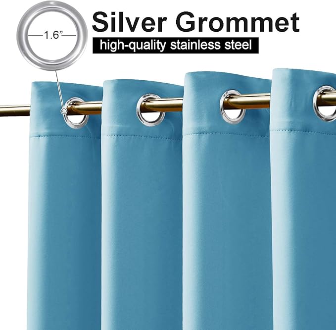 NICETOWN 2 Panels Weighted Outdoor Curtains 84 inch Long, Stainless Grommet Top - Image 2
