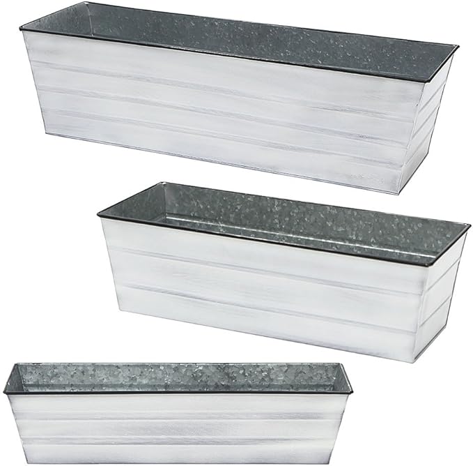 Achla Designs Galvanized Window Flower Box Planter-Cape Cod White-Small - Image 5