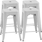 FDW Metal Bar Stools Set of 4 Counter Height Bar Stools 24 Inches Industrial by FDW