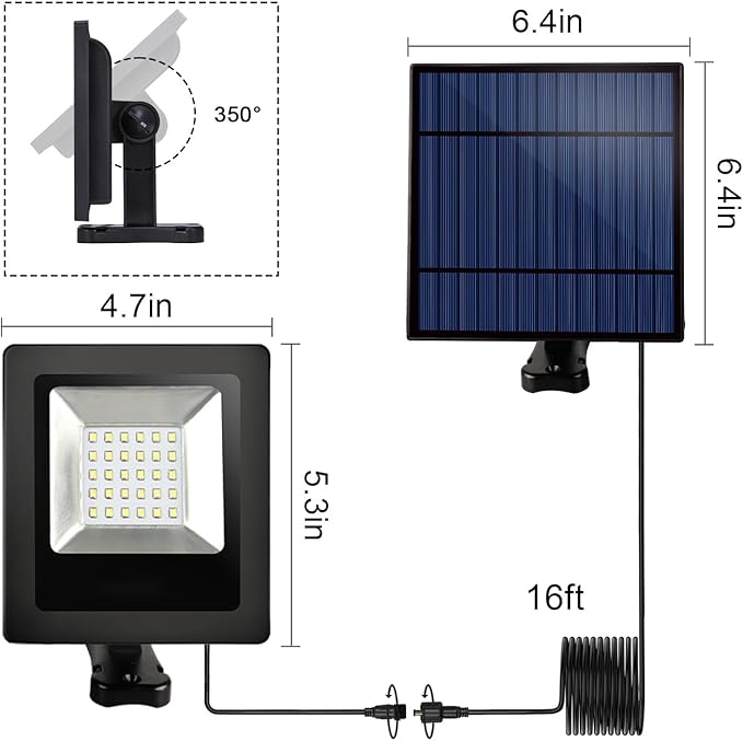 Solar Lights Dusk to Dawn 4400mAh Solar Powered Spotlight Waterproof Flood - Image 2