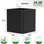 Large Metal Square Planter 26" L x 26" W x 26" H, Heavy Duty Black Large - Image 5