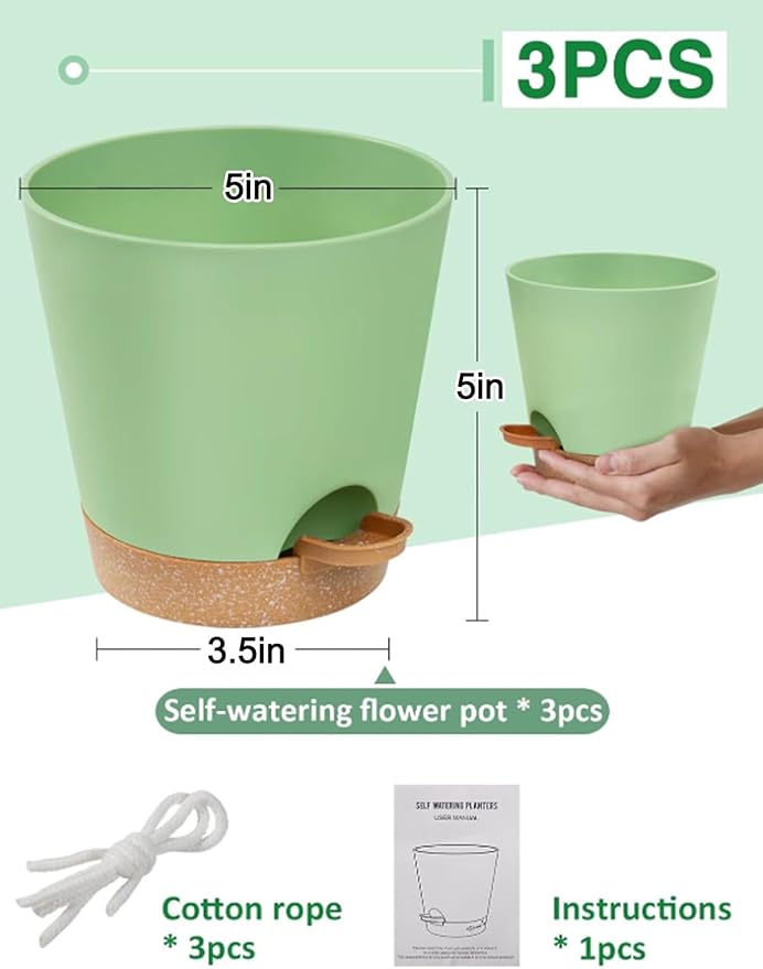 5in Self Watering Pots for Indoor Plants - Image 5