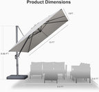 PURPLE LEAF Patio Umbrella 10' X 10' Rectangle Cantilever Umbrella Large - Image 9