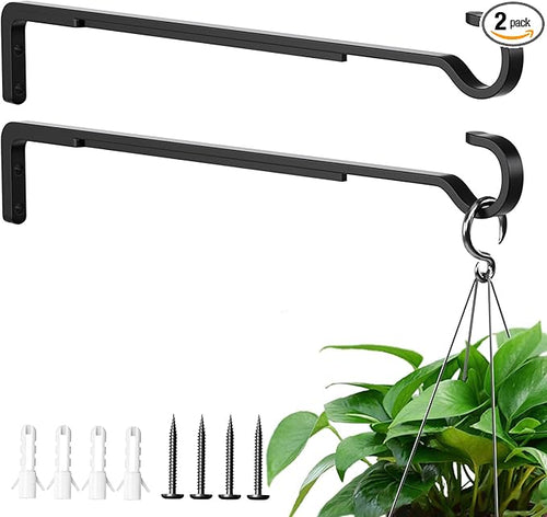 15 Inch 2 Black Pack Heavy Duty Outdoor Plant Hangers, Iron Hanging Plant by saffruff