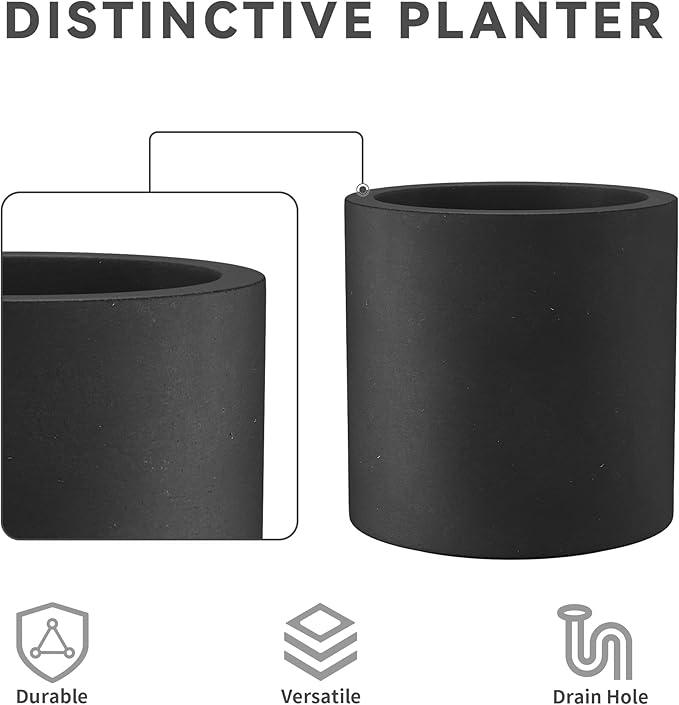 Kante 15.7" Dia Round Concrete Planter, Modern Style Large Cylindrical Plant Pot - Image 8