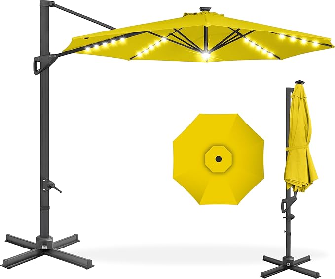 Best Choice Products 10ft Solar LED Cantilever Patio Umbrella, 360-Degree by BestChoiceProducts
