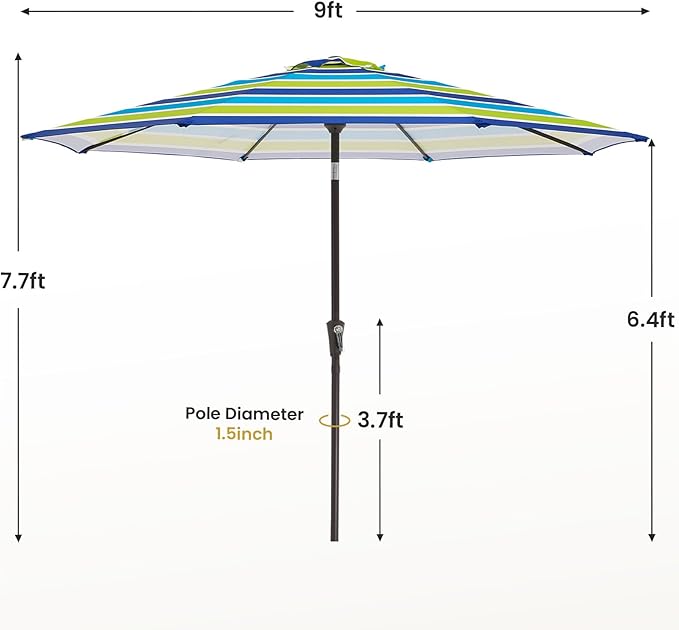 MEWAY 9ft Patio Umbrella Outdoor Table Umbrellas - Image 7
