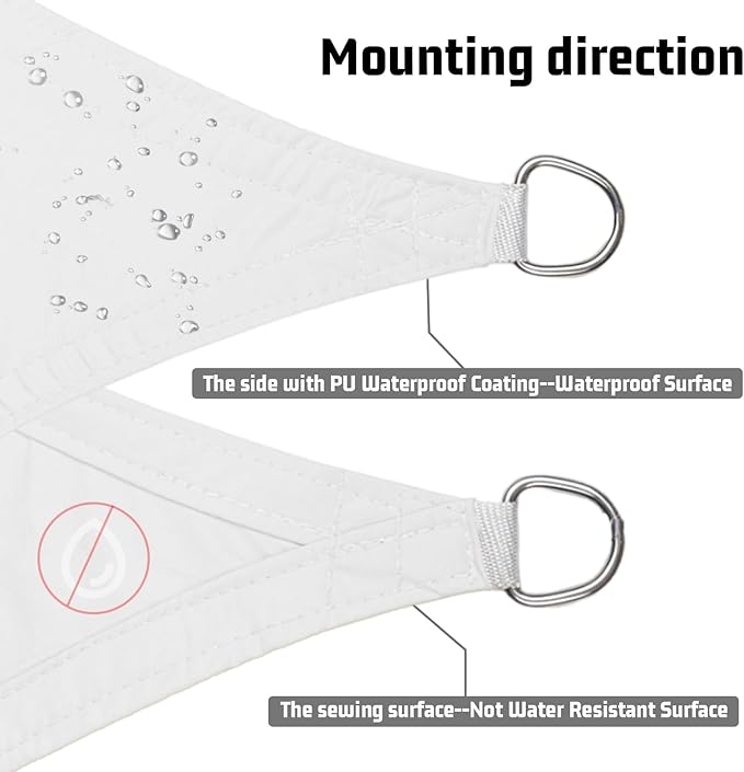 LOVE STORY Triangle 13'x13'x13' Waterproof Sun Shade Sail Canopy UV Block - Image 3