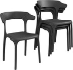 VECELO 4 Pack Plastic Stacking Chairs, Stackable Dining Chairs - Image 9