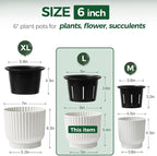 T4U 6 Inch Self Watering Pots for Indoor Plants, 6 Pack Plant Pots, Self - Image 2