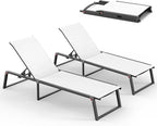 Aluminum Chaise Lounge Outdoor Set of 2, Foldable & Assembly Free Patio Pool by Oasbira