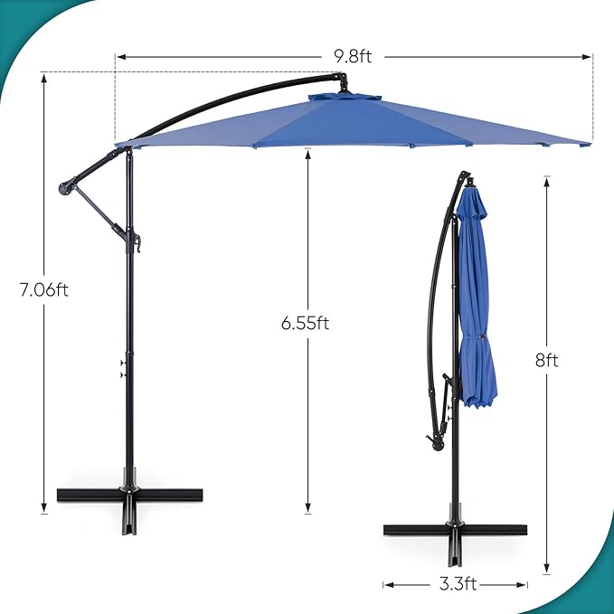 OLIXIS 10FT Offset Patio Umbrella, Cantilever Table Umbrellas - Image 5