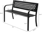 VINGLI 47'' Outdoor Bench, Weather Resistant Garden Patio Bench Powder Coated - Image 3