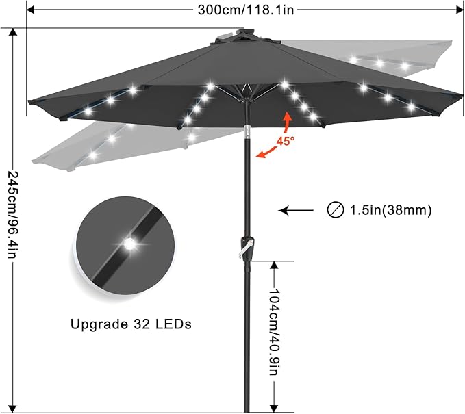 ABCCANOPY 10FT Durable Solar Led Patio Umbrellas - Image 3