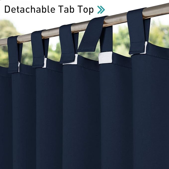 NICETOWN 2 Panels Patio Door Navy Blue Curtainss Waterproof 95" Length - Image 3