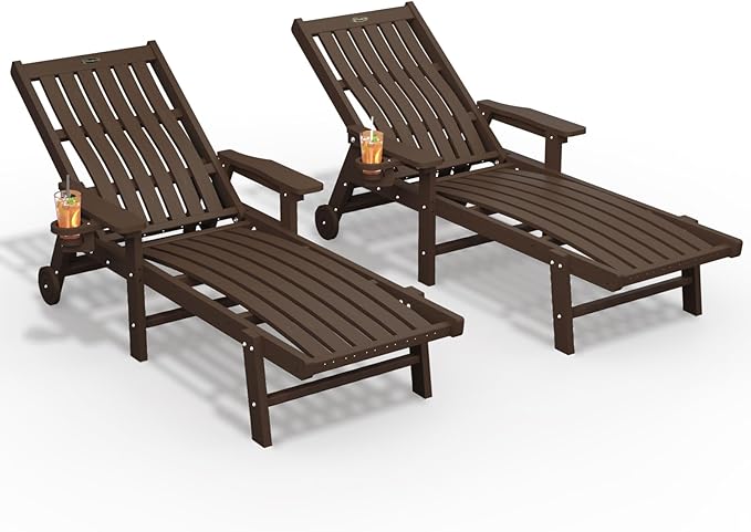 Patio Chaise Lounge Chair Set of 2, Oversized Lounge Chair Outdoor by THOEOE