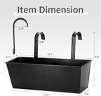 3 Pack Metal Railing Planters, 16 Inch Large Rectangular Hanging Flower Pots - Image 2
