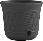 Suncast Lattice Hose Pot for Outdoor Garden Storage, Peppercorn by Suncast