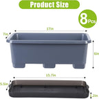 Window Box Planter 8 Pcs, 17 Inches Rectangle Flower Pots - Image 4