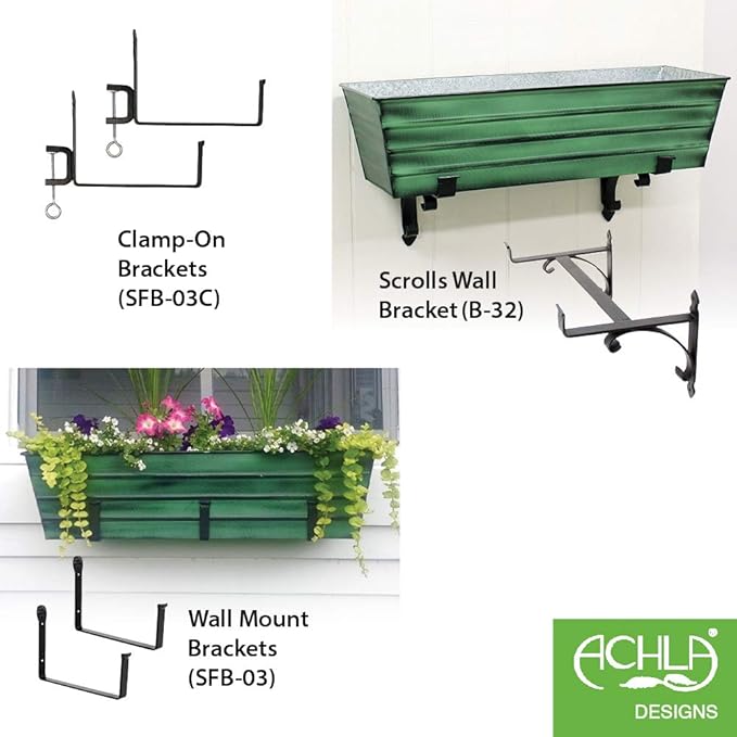 Achla Designs Galvanized Window Flower Box Planter-Green-Large - Image 3