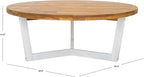 SAFAVIEH Outdoor Collection Leo Natural/White 3-Leg Round Coffee Table - Image 3