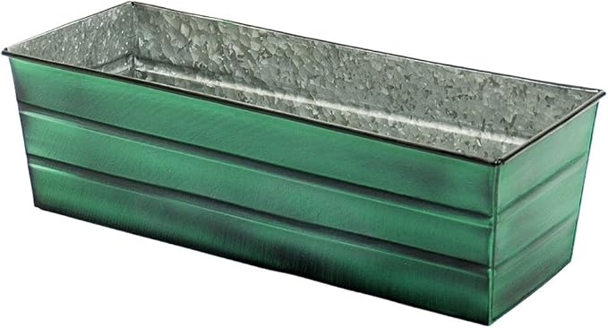 Achla Designs Galvanized Window Flower Box Planter-Green-Medium by ACHLADesignsHomeGarden