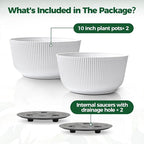 T4U 10 Inch Self Watering Pots for Indoor Plants, 2 Pack Large Plant Pots - Image 6