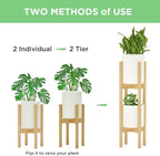 MUDEELA 2 Pack Indoor Plant Stands, 2 Tier Tall Plant Stand 30 inches, Mid - Image 3