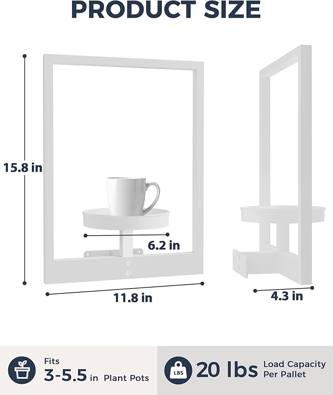 Bamworld White Plant Stand Indoor, Plant Hanger Wall Planters - Image 2