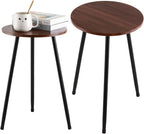 Metal Outdoor Side Tables Set of Two Small Outside Round End Table by PartyZealot