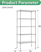BestOffice | 5-Tier Wire Storage Shelves | 22x12x48 | Chrome | - Image 3