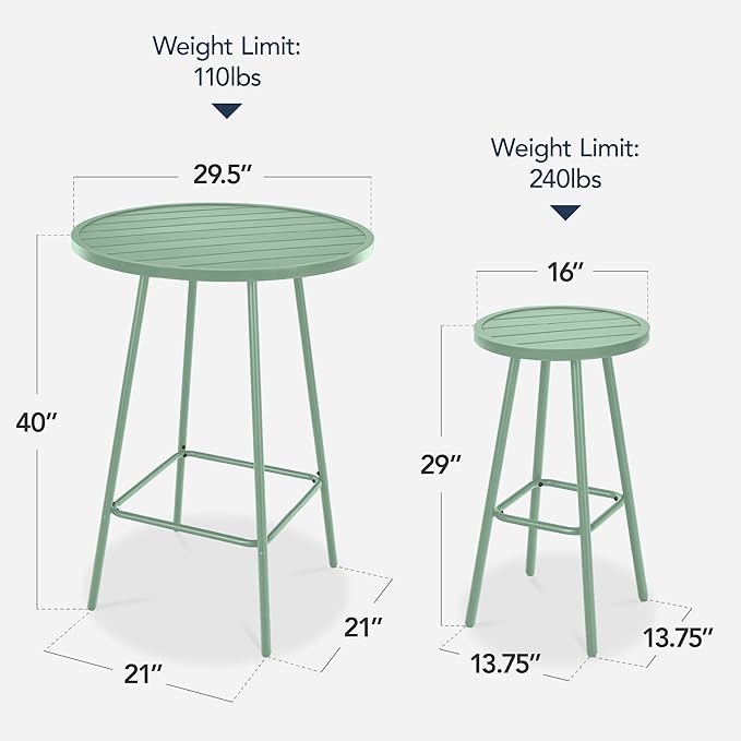 Best Choice Products 3-Piece Patio Dining Set, Bar Height, Outdoor Bistro Set - Image 2