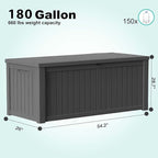 EasyUp 180 Gallon Outdoor Storage Box, Resin Waterproof UV-Resistant Deck Box - Image 2
